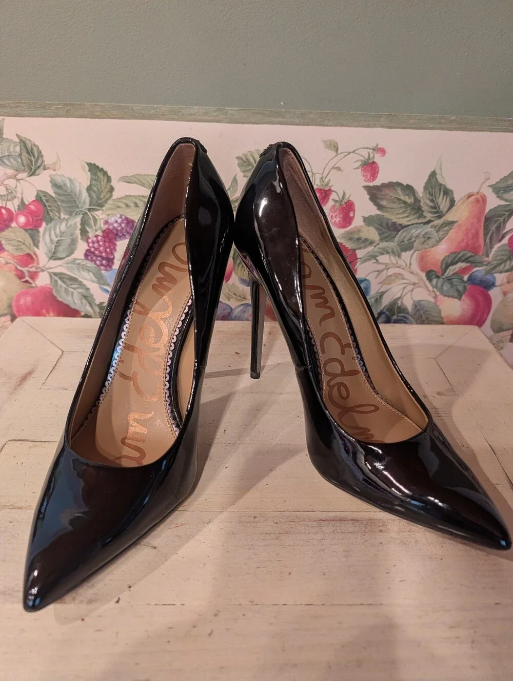 Sam Edelman Black Patent Pointed-Toe Stiletto Heels Sz 8.5